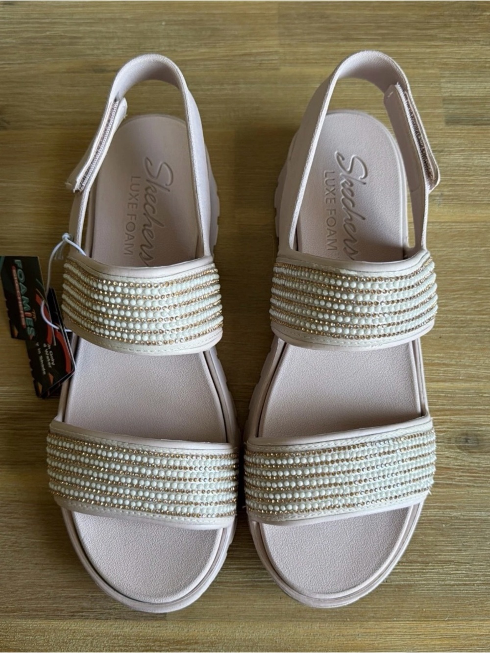 Skechers Women's Foamies Footsteps-How Extra Sandal Sling Back Blush Size 11 - Picture 7 of 16